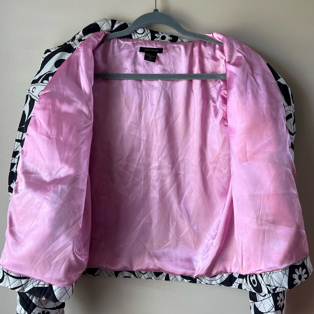 Anne Carson Vintage Quilted Silk Jacket Black/White A… Gem
